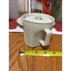 Vintage Tupperware Almond Creamer Pitcher with Push Button Lid Double Handle